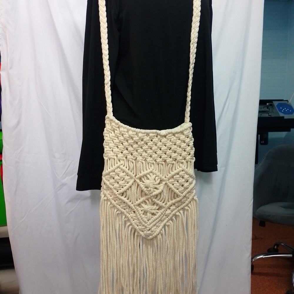 Ecote Cream Macrame Crossbody Bag